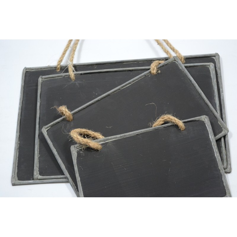 Pizarra en metal set x 4 pzas16x10/19x12/22x14/25x16cm