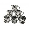 Set x 6 jarro mug salpicado negro diam 9x8cm