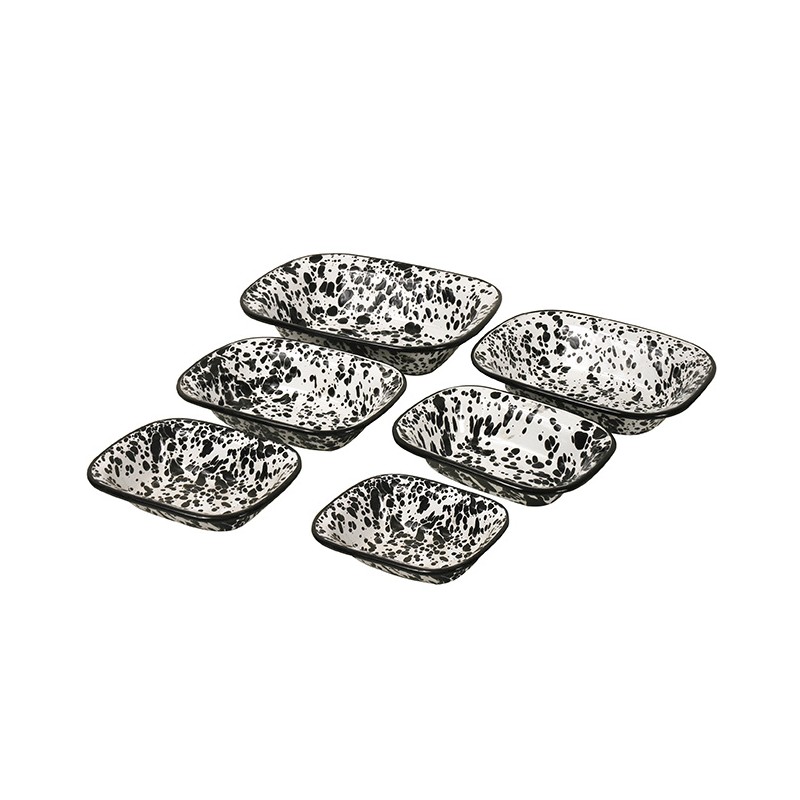 Set x 6 fuente rectangular salpicado negro 16/18/19/21/22/26