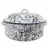 Fuente de horno con tapa salpicado negro diam 28x10cm