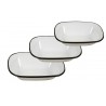 Set x 3 fuente rectangular borde negro 21x16x4/23x18x4/25x19x5cm