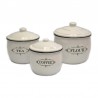 Tarros metal  enlozado blanco  set x 3