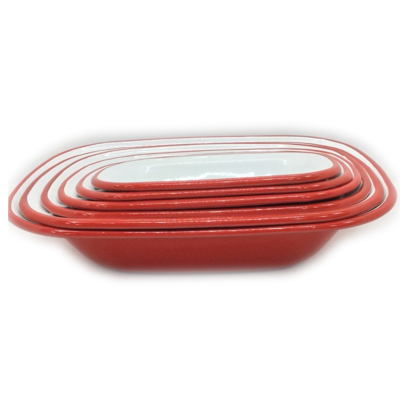 Set x 6 fuente rectangular rojo interior blanco