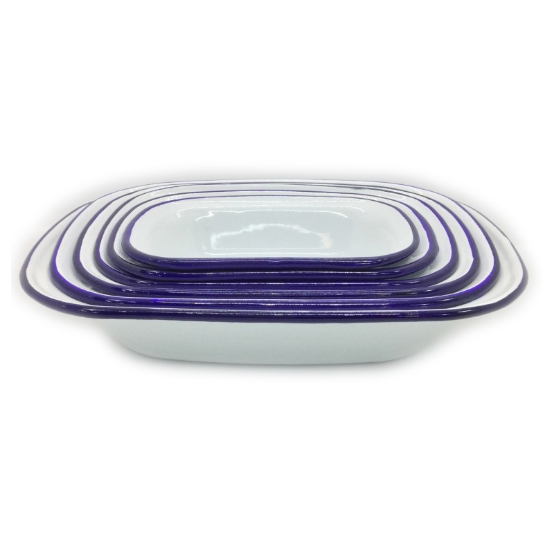 Set x 6 fuente rectangular  borde azul