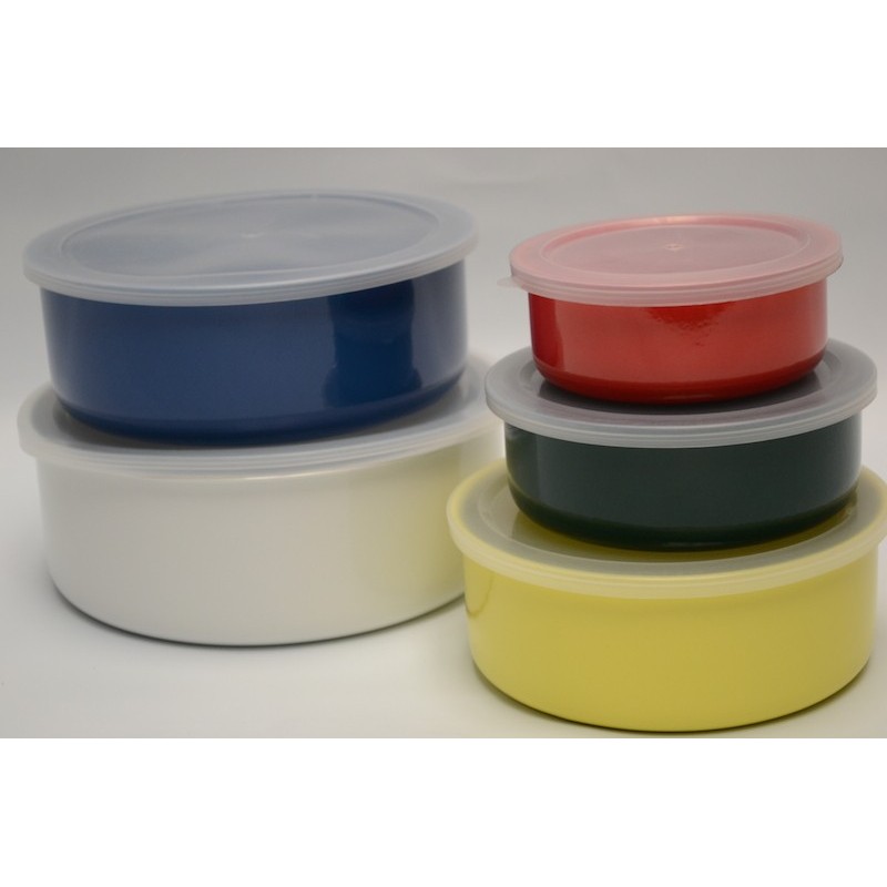 Set x 5 recipientes de metal con tapa plastica diam