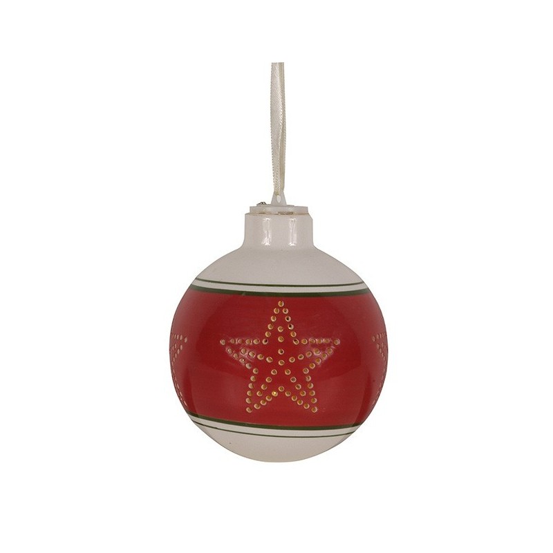 Bola de navidad de ceramica con led. Diametro 10cm.