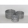 Set de 3 canastas redondas en metal calado