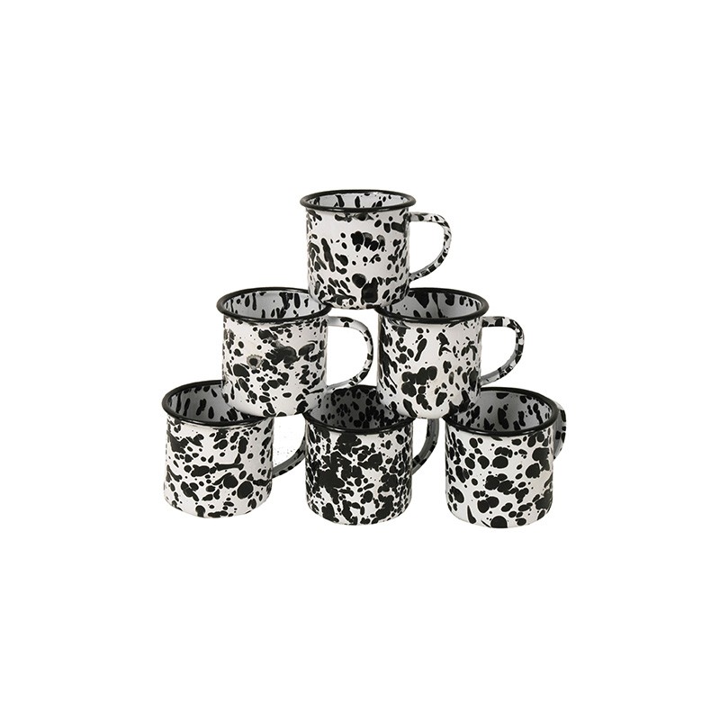 Set x 6 jarro mug salpicado negro diam 9x8cm