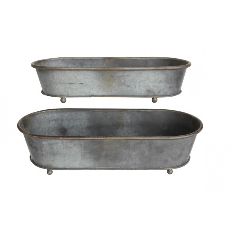 Macetero en metal oval set x 2 tamaÃ±os 60x25/50x20cm