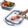Tabla de cortar plegable y expandible con tapon drenaje blanca.