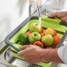 Tabla de cortar plegable y expandible con tapon drenaje verde.