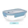 Contenedor de vidrio con tapa hermetica. Horno - Freezer - Microondas. Tapa Azul.