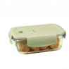 Contenedor de vidrio con tapa hermetica. Horno - Freezer - Microondas. Tapa Verde.