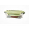 Contenedor de vidrio con tapa hermetica. Horno - Freezer - Microondas. Tapa Verde.