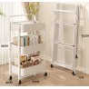 Carrito auxiliar 3 estantes 45x30x90cm altura color blanco