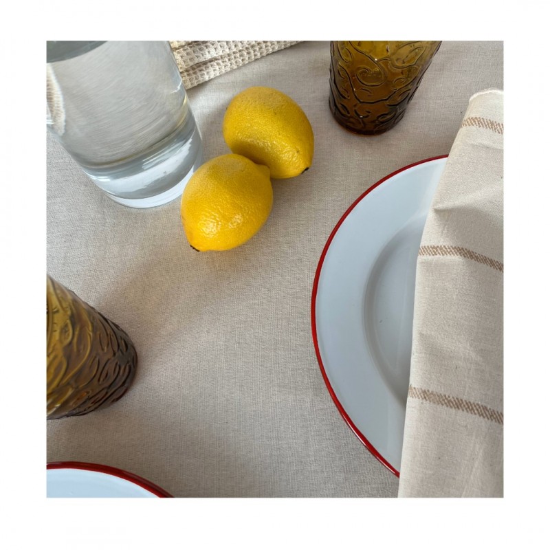 Set x 6 plato playo borde rojo diam 25 cm