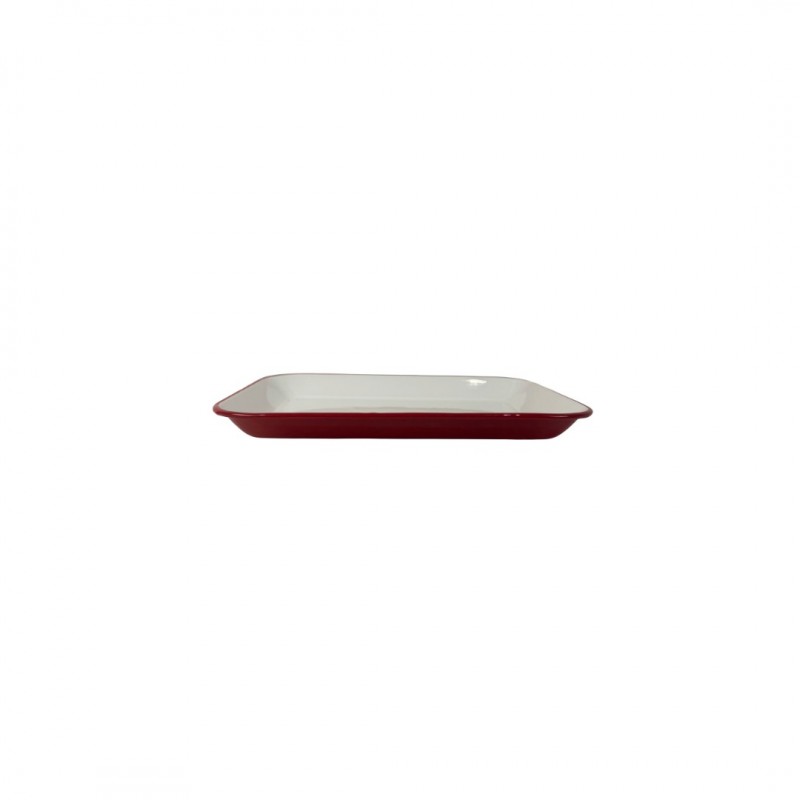 Fuente rectangular rojo interior blanco 34x26x3cm