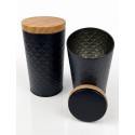 Tarro de metal color negro tapa imitacion madera diam10x21cm