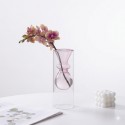 Florero tubo 1 anillo de 26 cm de alto x 6,5 cm de base color rosado