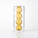 Florero tubo 4 esferas de 24 cm de alto x 10 cm de base color amarillo