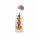 Florero conico 3 esferas cuello alto de 17 cm de alto x 8 cm de base color café