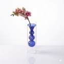 Florero tubo 3 esferas de 22 cm de alto x 7 cm de base color azul