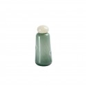 Botellon grande con tapa 30 cm de alto x 16 cm de base color verde esmeralda y crema