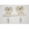 Perchero corazon patinado bco 2 perchas