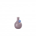 Florero de 20 cm de alto x 14 cm de base color purpura con bolita celeste