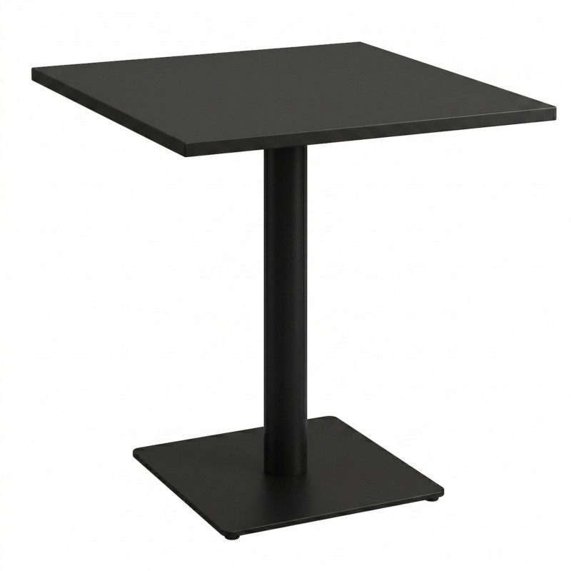 MESA DE METAL CUADRADA COLOR NEGRO DE 70CM Y PIE BASE CUADRADA