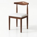 SILLA DE MADERA COLOR NOGAL  ASIENTO DE PU BLANCO RESPALDO DE MADERA S/ BRAZOS (50 CM DE ASIENTO X 80CM DE ALTO)