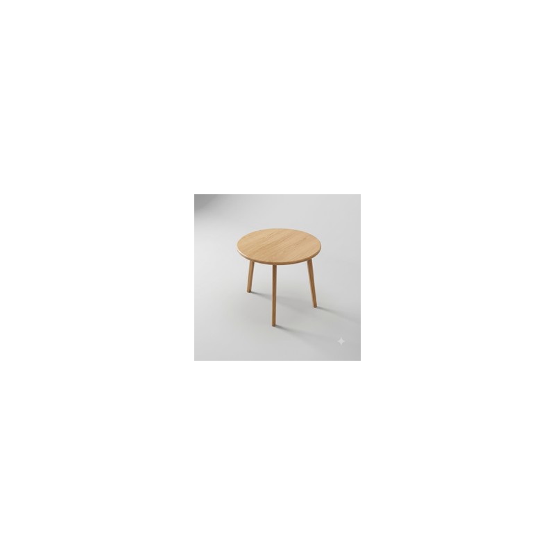 MESA DE MADERA REDONDA COLOR NATURAL DIAMETRO 70CM