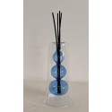 Florero conico 3 esferas cuello alto de 17 cm de alto x 8 cm de base color azul