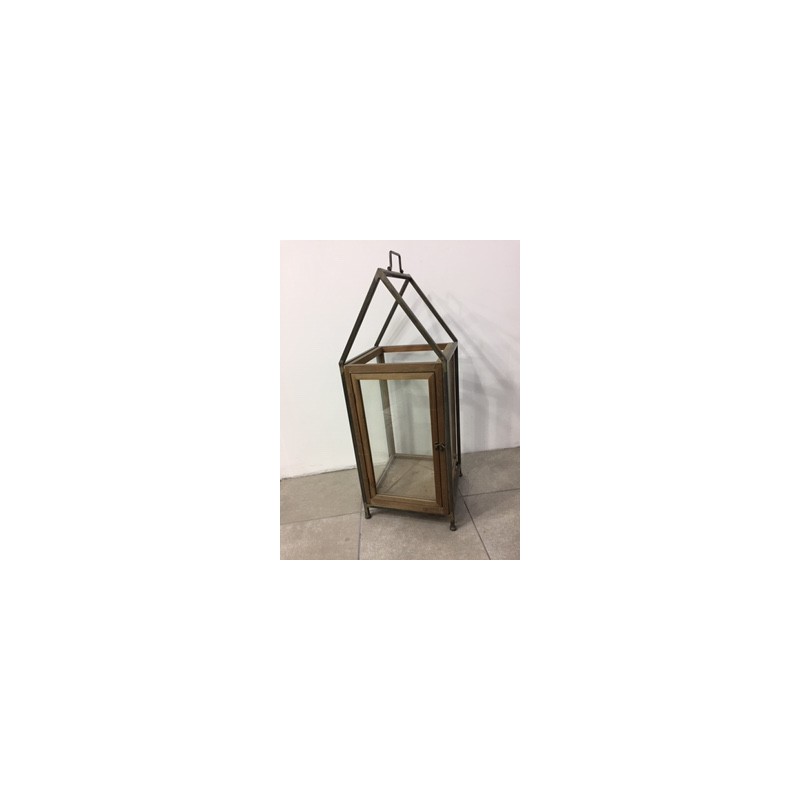 Fanal de metal y madera GRANDE. 30x30x85cm