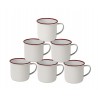 Set x 6 jarro mug borde rojo diam 9x8cm